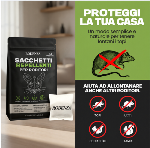 Posiziona i sacchetti dove si nascondono i topi e guardali sparire.
